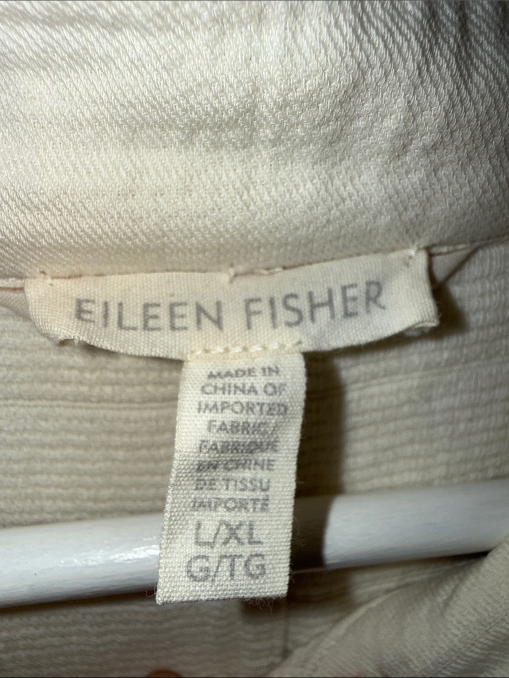 Eileen Fisher Mandarin Collar Channel Jacket Undyed Ecru Organic Cotton Sz L/XL - Picture 2 of 6